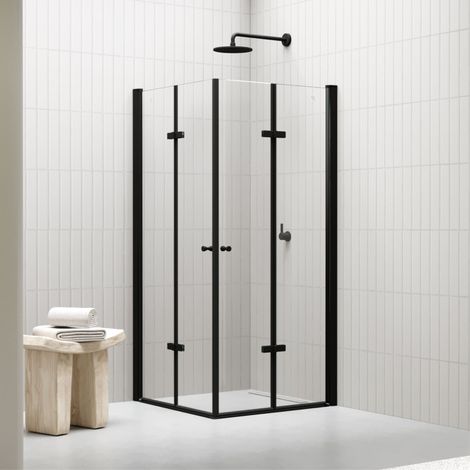 i-flair schwarze Falttür Duschkabine aus durchsichtigem 6 mm Sicherheitsglas - DK99 120x120x180 cm