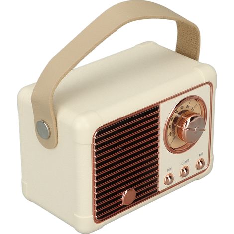 Enceinte Bluetooth rétro, style vintage, mini enceinte portable sans fil blanche, idéale pour la cuisine, le bureau, la chambre ou l'extérieur. (1/5)