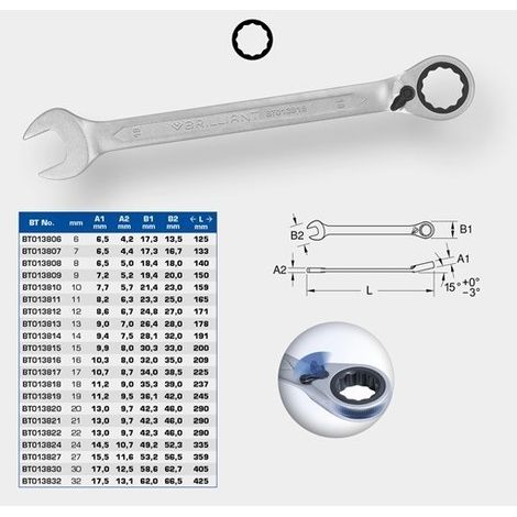 Brilliant Tools  BT013827 Ratschenringschlüssel, umschaltbar, 27 mm