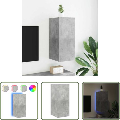 LED-Leuchten - TV-Wandschrank mit LED-Leuchten Betongrau 30,5x35x70 cm (1/5)