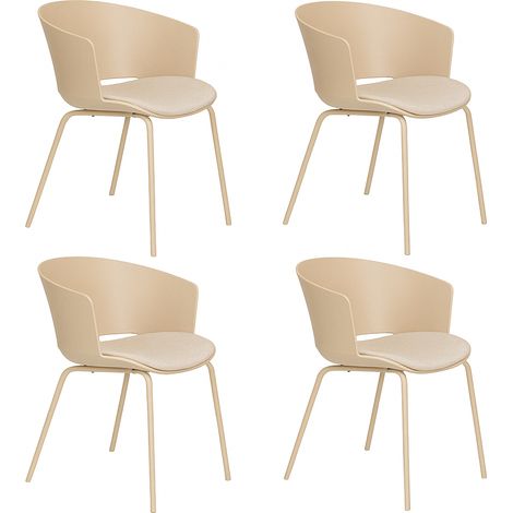 Chaise design, Lot de 4 chaises avec accoudoirs - Jessica Beige en Plastique, BOITE A DESIGN (1/5)