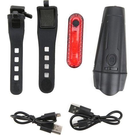 Phare avant vélo ABS puissant avec chargeur USB et feu arrière, accessoire cyclisme pour VTT (1/5)