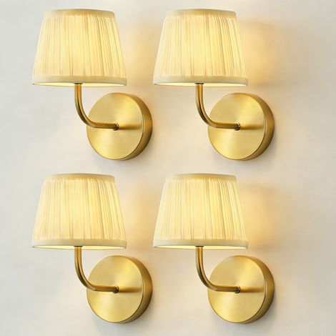 BOMCLAP Conjunto de 4 apliques de parede pequenos, 15x24cm, candeeiro de cabeceira em tecido e metal, estilo moderno, candeeiro não incluído (1/5)