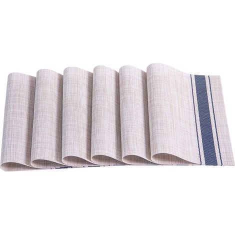 Set De Table - 45 X 30 Cm - Antidérapant Résistant À La Chaleur Et Aux Taches - Lavable - Bleu - Lot De 6 (1/5)
