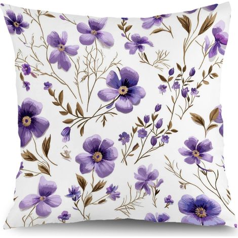 Housse de coussin floral coton été, décoration canapé élégant,40×40cm (1/5)