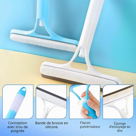 2026 Grattoir de nettoyage de fenêtre 3 en 1, raclette pour verre de douche, fonction de pulvérisation pour portes en verre pour fenêtres en verre, grattoir miroir, brosse, outil de nettoyage de (1/5)