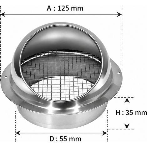 Chapeau de ventilation murale extérieure en acier inoxydable 201 sans persiennes 60 mm pour hotte et conduit d'aération – Livraison gratuite (1/5)