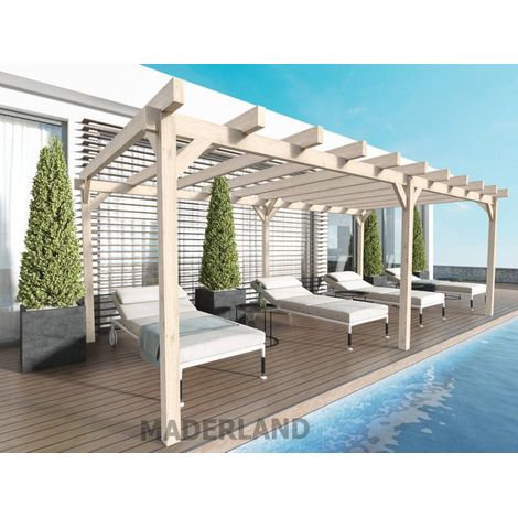 MADERLAND Pergola en bois autoportante - modèle MARSEILLE - 600 x 500 cm (1/3)
