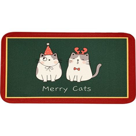 Tapis de Noël non tissé, paillasson 40 x 60 cm, motifs chats joyeux (1/5)