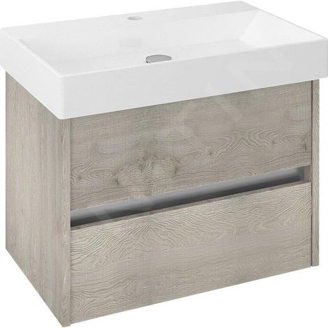 NIRONA Meuble sous-vasque 67x51,5x43cm, chêne Mocca (1/5)
