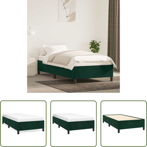 Samtbett - Bettgestell ohne Matratze Dunkelgrün 100x200 cm Samt (1/5)