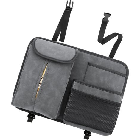 Sacoche de Rangement Arrière pour Voiture, Organisateur Suspendu en Cuir PU avec Crochets, Gris (1/5)