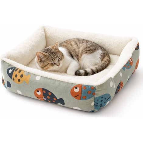 Coussin molletonné pour chats blanc cassé carré S 43 x 30 cm