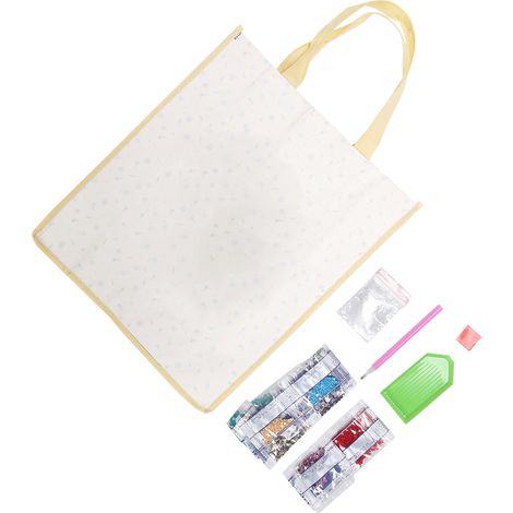 Sac cabas réutilisable avec poignées, peinture diamant, sac pliable à faire soi-même, artisanat d'art fait main (HBD10)