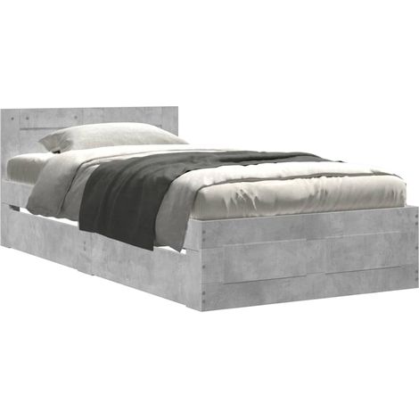 Maison Exclusive - Bettgestell mit Kopfteil Betongrau 75x190 cm H