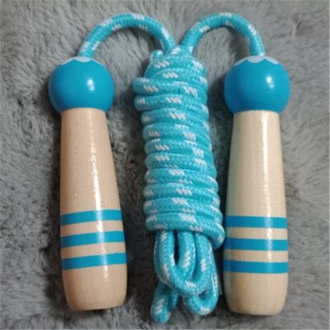 Blue Cotton Skipping Rope for Kids, Adjustable Skipping Rope with Wooden Handle, for Fun Activity, E (1/4)