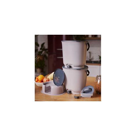 Composteur Skaza Lot de 2 bokashi composteurs Essential 15,3L+1kg de Brain+1 base Gris (1/4)