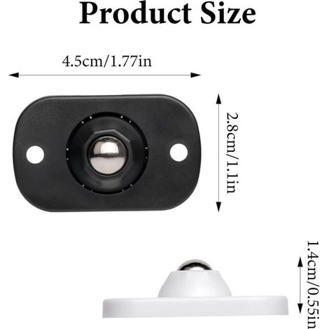 Bardusch-16 mini rotelle autoadesive 360°, per mobili/elettrodomestici/cestini, bianco e nero (1/4)