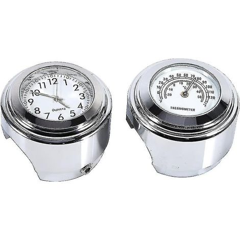 Compteur et thermomètre étanche pour guidon de moto, support 7/8 pouces, horloge et température (1/5)