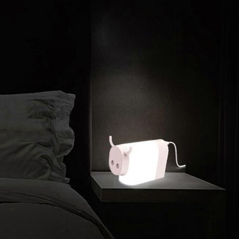 Lampe de table LED motif vache, veilleuse de lecture USB tactile pour la maison et le bureau. (1/4)
