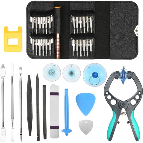 Kit de herramientas 39 en 1 para abrir pantallas de teléfonos móviles: alicates, destornillador, palanca, etc. Compatible con teléfonos móviles y ordenadores portátiles.