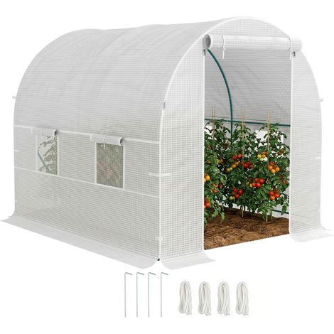 Serre tunnel de jardin avec structure en acier et 4 fenêtres en PE. 2.5 x 2 x 2 m. blanche (1/5)