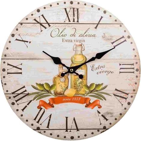 Reloj de pared de madera marrón d34x2 (1/3)