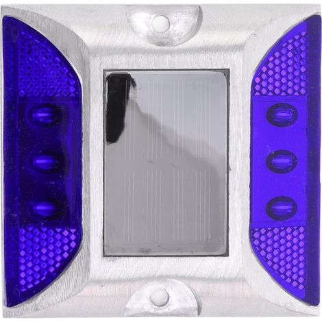 Ortviai Plot Lumineux Solaire pour Allée 6 LED en Aluminium Moulé Bleu, Étanche IP68, Autonome 280 h