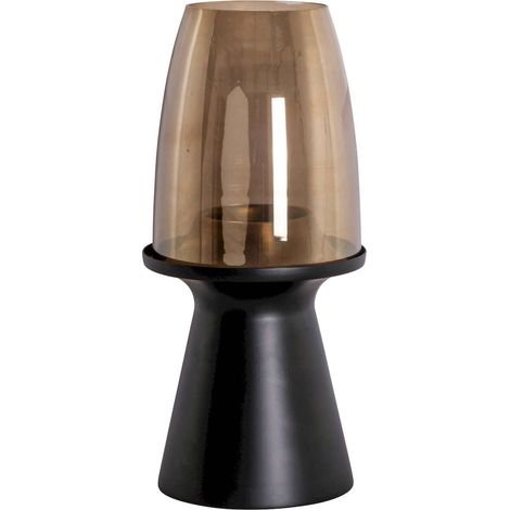 Photophore design noir mat et verre pour ambiance chaleureuse - noir mat et verre fumé (1/3)