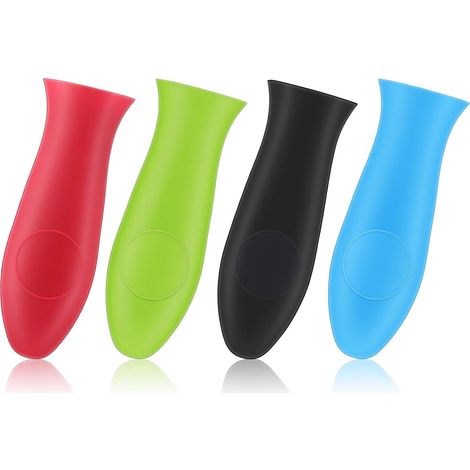 Manique en silicone pour poignée de casserole, manchon en caoutchouc résistant à la chaleur pour poêle en fonte, protection thermique pour poêles, plaques de cuisson, métaux et poignées (noir, rouge,  (1/5)