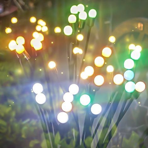 Grenzüberschreitende Solar-Glühwürmchenlampe, Gartendekoration, Rasenlampe, stimmungsvolle Gartenbeleuchtung, kleine Kugellampe (farbiges Licht), 10 Solar-Glühwürmchen (1/5)