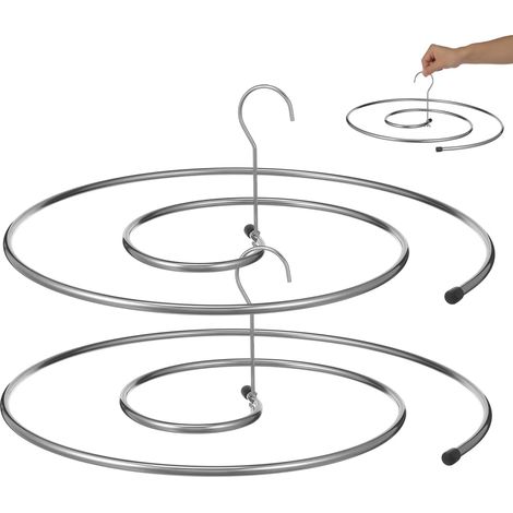 Lot De 2 Cintres Spirale en Acier Inoxydable Support Séchage Draps Couvertures Rotatif 360° Économiseur D'Espace pour Maison Buanderie (1/5)