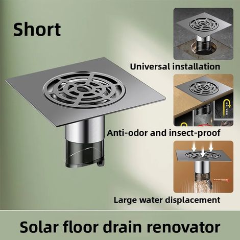 Siphon de sol - Étanchéité garantie pour prévenir les odeurs et les insectes, drainage rapide par vortex, conception courte universelle. (1/5)