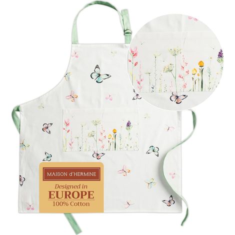 Maison d'Hermine Tablier 100% coton, 1 pièce, tour de cou réglable, avec poche centrale et longs liens pour femmes, hommes et chefs (1/5)