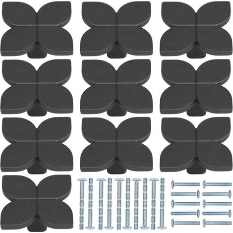 10 Stück Schubladenknöpfe Schwarz Blattform Möbelknöpfe für Kommode Schrankgriffe mit Schrauben