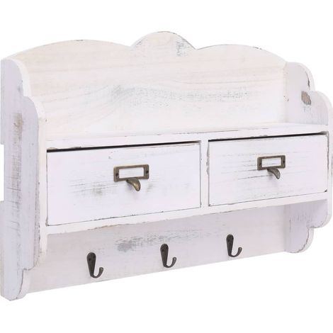 Porte-manteau mural Blanc 50x10x34 Bois (1/5)