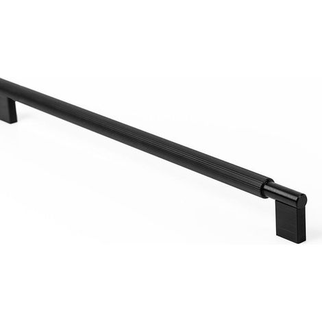 tirador aluminio modelo arpa acabados efecto inox, laton cepillado, negro cepillado acabado negro cepillad dist. agujero dist. 1178mm.
