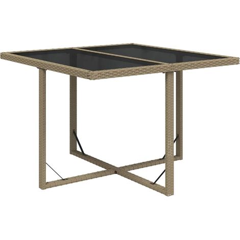 Maison Exclusive - Gartentisch Beige 109x107x74 cm Poly Rattan un (1/5)