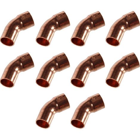 Lot de 10 coudes cuivre à souder MF 45° grand rayon Ø18 (1/3)
