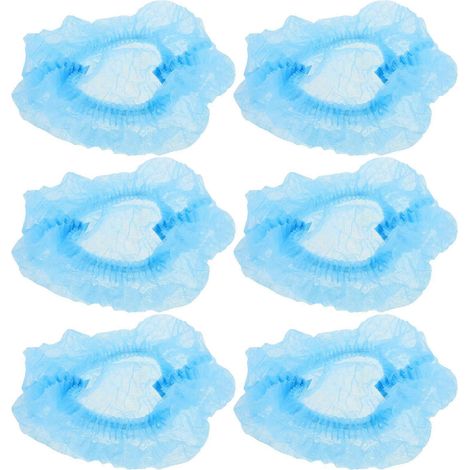 Filets à cheveux jetables en maille non tissée bleu ciel, compatibles avec le secteur alimentaire, pour empêcher les cheveux de tomber (lot de 100). (1/5)