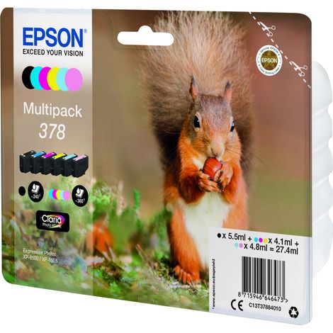 Epson Squirrel C13T37884020 cartouche d'encre 1 pièce(s) Original Rendement standard Noir, Cyan, Cyan clair, Magenta, Magenta clair, Jaune (1/3)