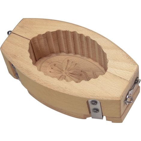 La Bonne Graine BAR102 - Stampo Ovale in Legno per Burro, con scanalature, Motivo: Fiori, 80 g