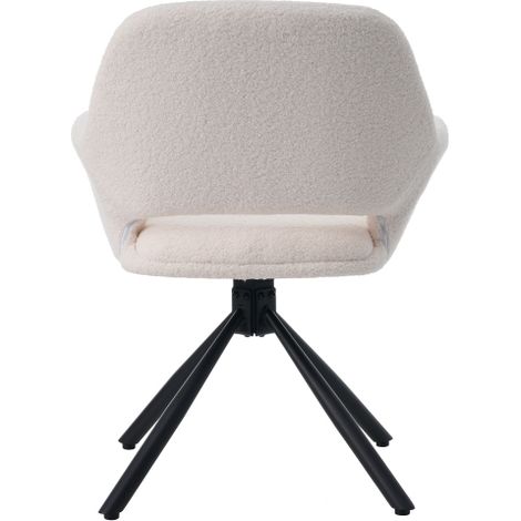 Chaises de salle à manger pivotantes, en tissu Sherpa, lot de 2, avec accoudoirs, style moderne et minimaliste, blanches. (1/5)