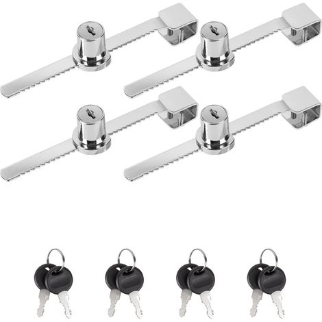 Serrure Vitrine, 4 Pièces Serrure de Porte en Verre pour Portes Coulissantes en Verre de 2 à 8 mm d'Épaisseur sans Perçage, Serrure de Porte Coulissante en Verre pour Maison et Commerce