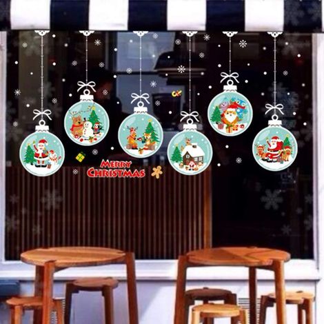 Autocollants de fenêtre de Noël, autocollants PVC,décorations de Noël exquises
