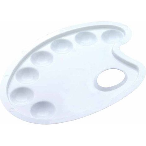Palette - Toutes peintures - Ovale - Blanc - Plastique - 7 godets - Art creation