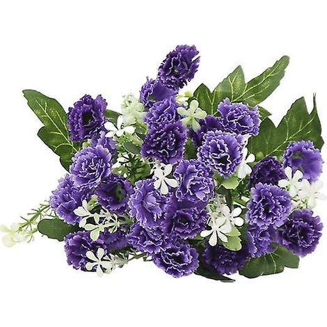 25 œillets artificiels avec feuilles, fausses plantes en soie, fleurs d'œillet pour l'extérieurbleu (1/5)