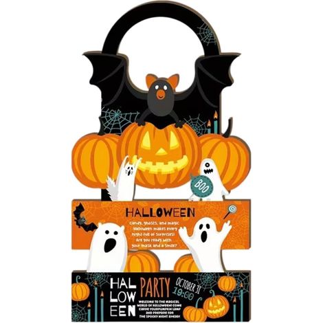 Décoration de poignée de porte d'Halloween en bois, avec panneau décoratif festif pour la maison, appartement, salon, cuisine (1/5)