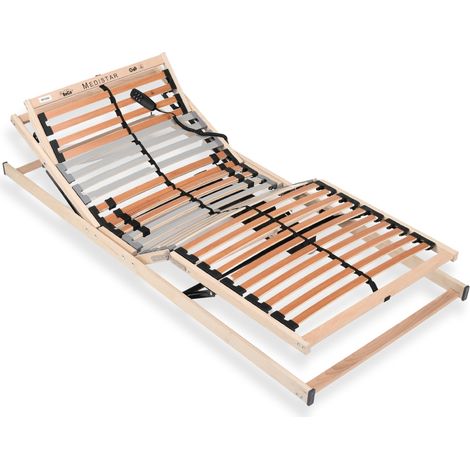 Lattenrost 90x200 cm montiert elektrisch verstellbares Kopf & Fußteil 5 Zonen 28 Latten Belastbarkeit 150 kg Birkenschichtholz