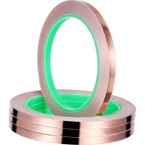 Ruban isolant auto-adhésif en feuille de cuivre, 4 rouleaux, 6,35 mm x (1/5)